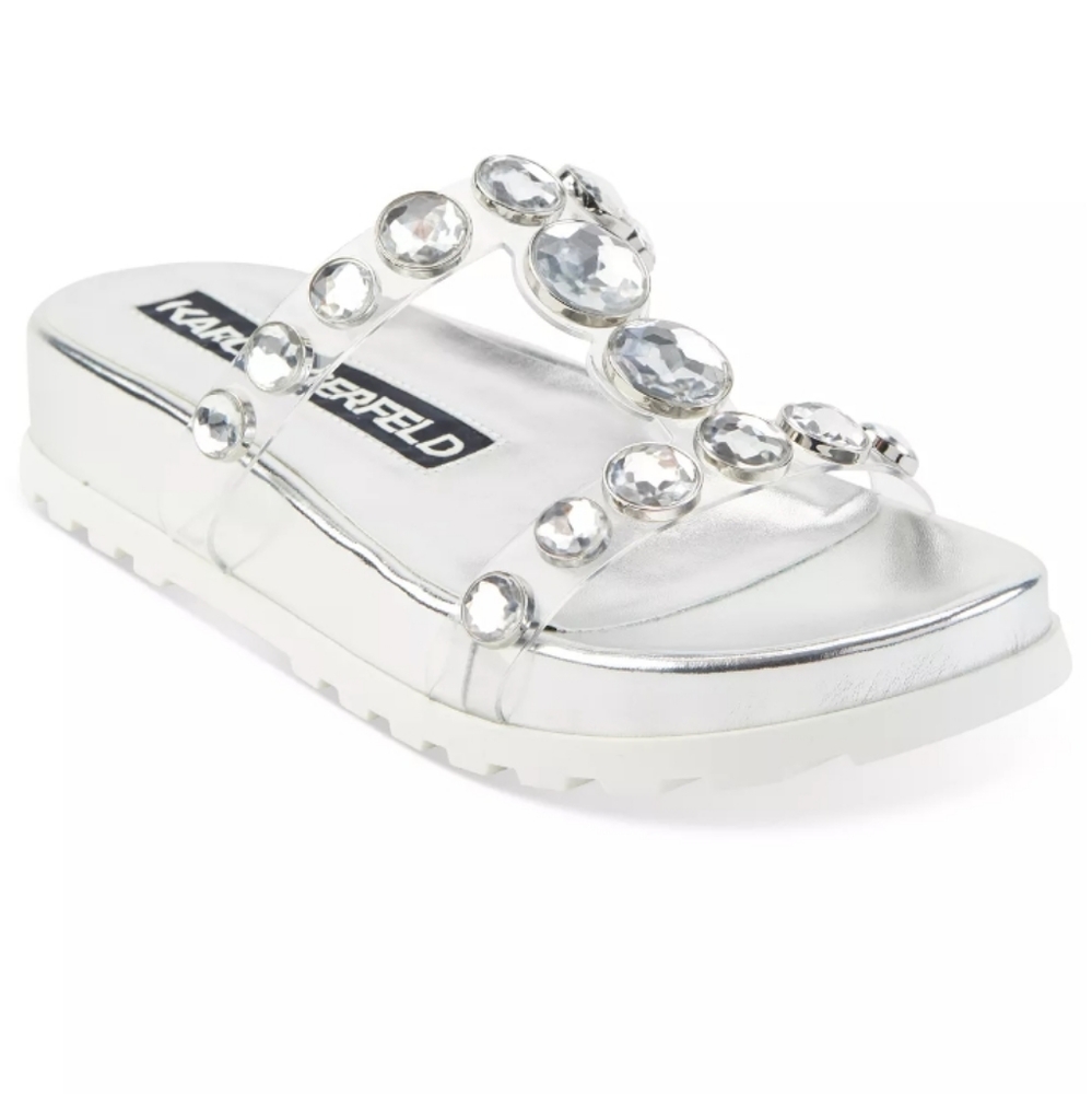 KARL LAGERFELD BELINDA RHINESTONE EMBELLISHED WOMEN'S SANDALS CLEARANCE CLOSEOUT